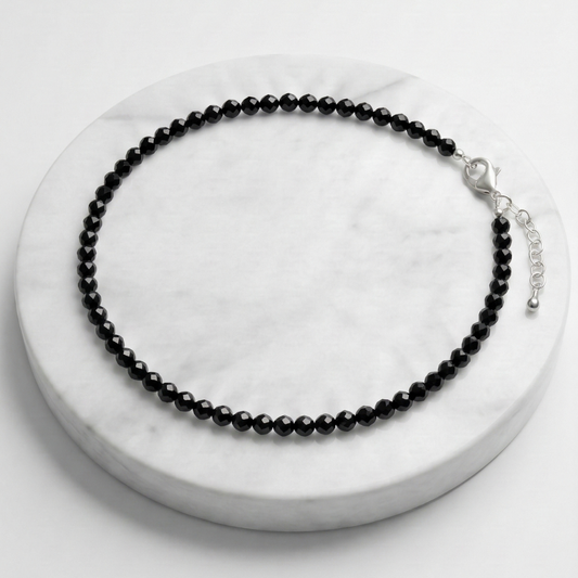 Black Tourmaline Natural Stone Anklet | Certified Healing Crystal Jewelry