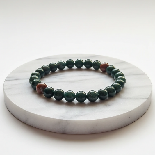 Bloodstone Natural Stone Bracelet | Certified Green Healing Crystal Jewelry
