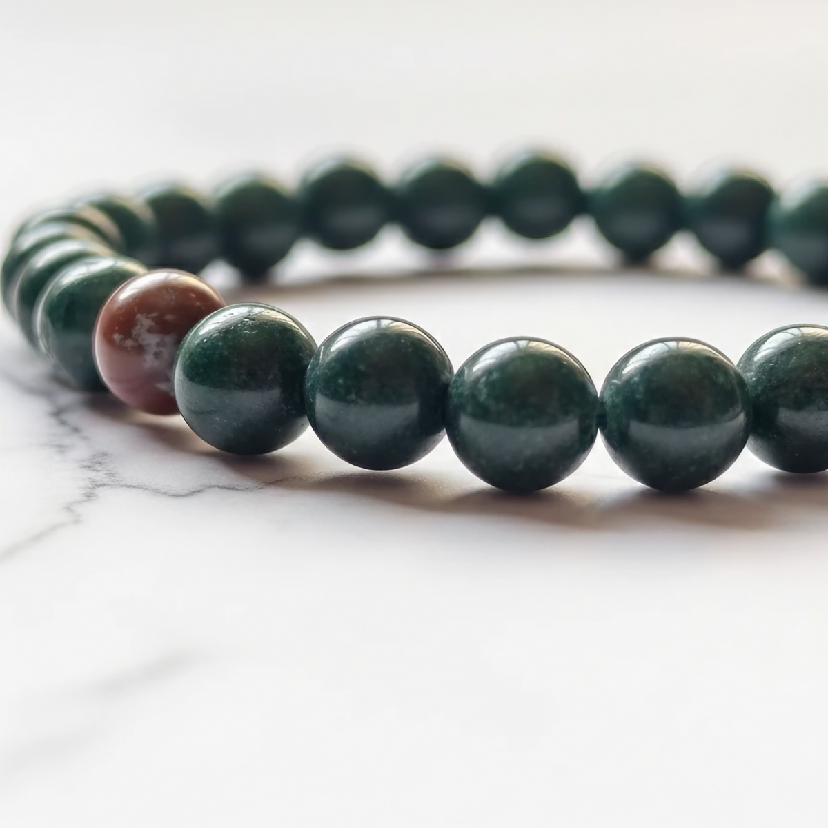 Bloodstone Natural Stone Bracelet | Certified Green Healing Crystal Jewelry