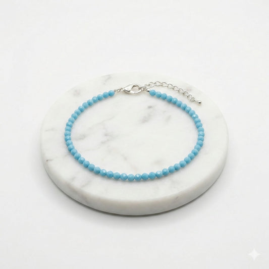 Firoza (Turquoise) Natural Stone Anklet | Certified Healing Crystal Jewelry
