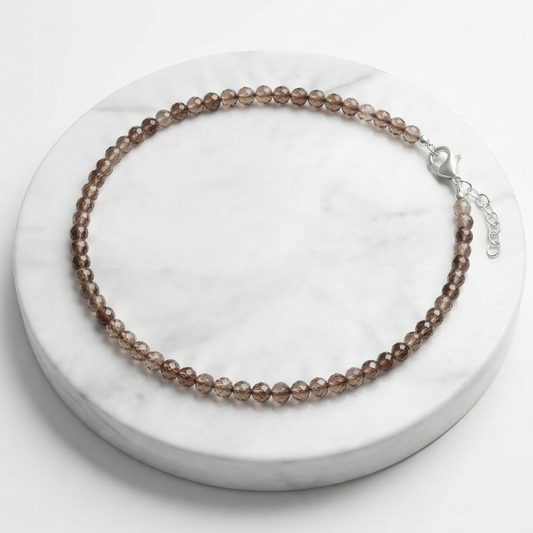 Hessonite (Gomed) Natural Stone Anklet Certified Healing Crystal Jewelry