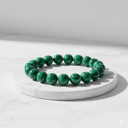 Malachite Natural Stone Bracelet | Certified Deep Healing & Transformation Crystal Jewelry