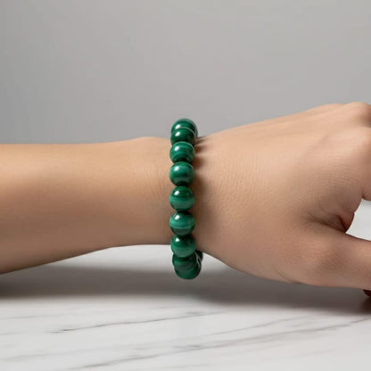 Malachite Natural Stone Bracelet | Certified Deep Healing & Transformation Crystal Jewelry