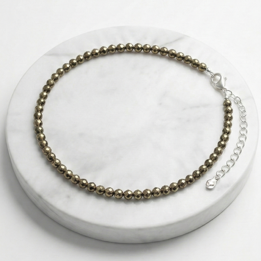 Pyrite Natural Stone Anklet | Certified Healing Crystal Jewelry