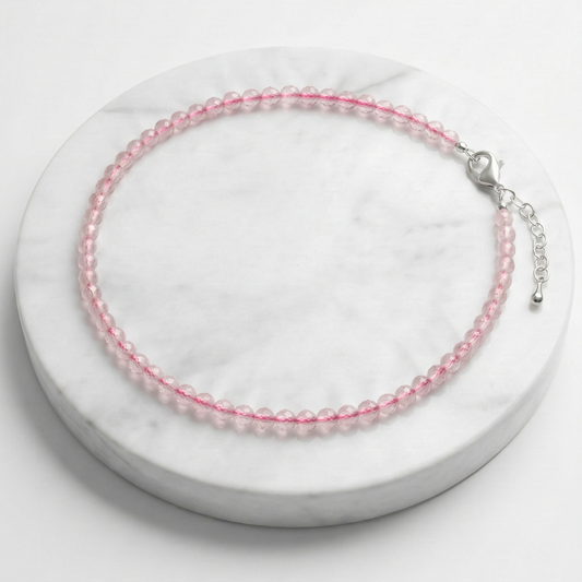 Rose Quartz Natural Stone Anklet | Certified Healing Crystal Jewelry